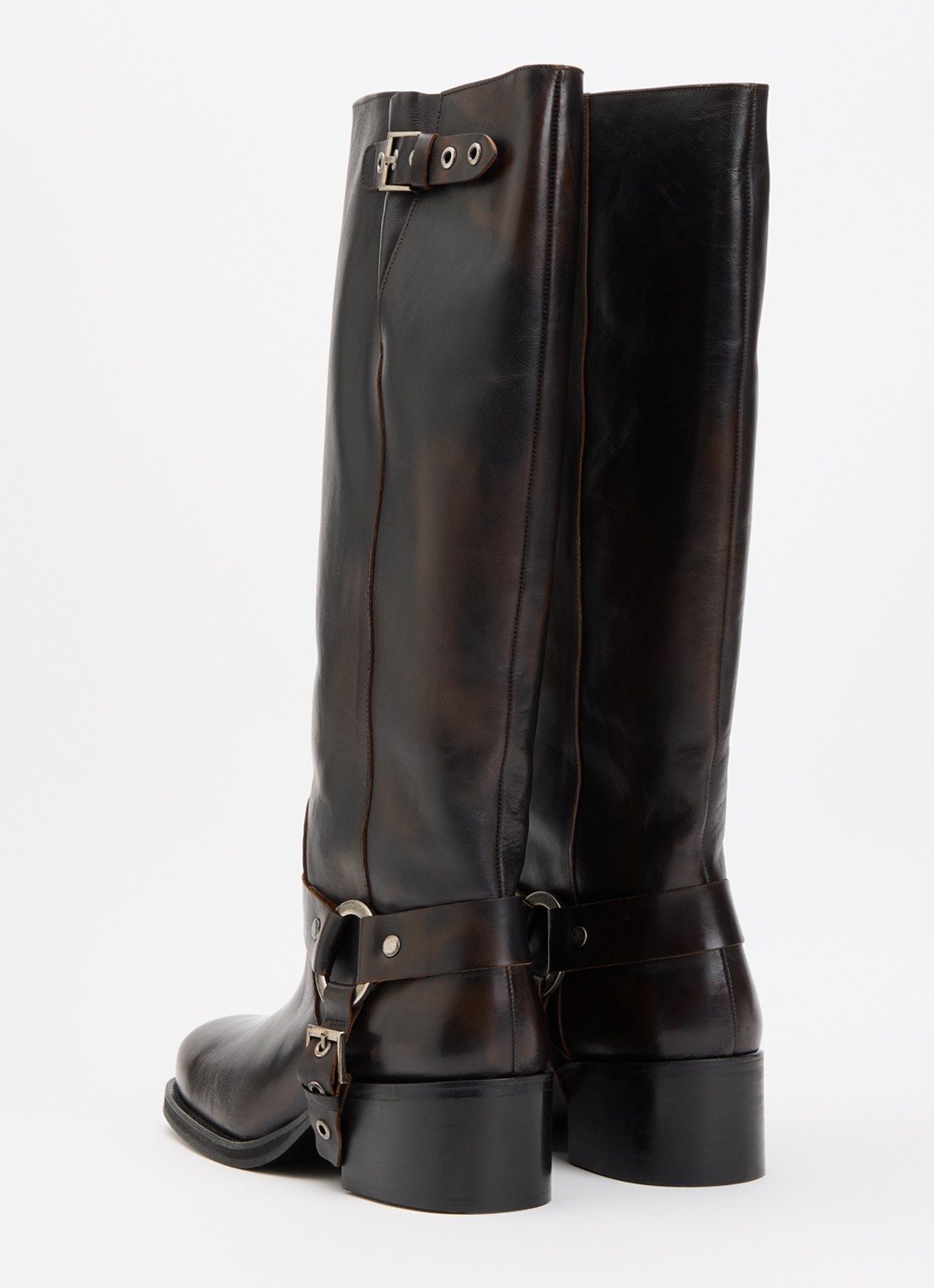 Toral Ronnie Laura biker boot van leer - achterkant donkerbruin