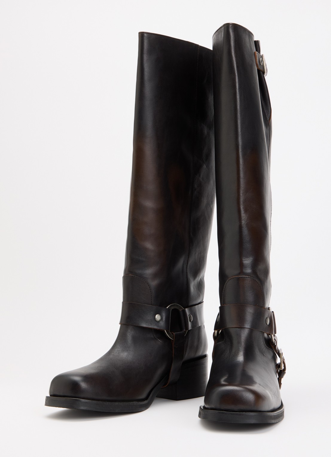 Toral Ronnie Laura biker boot van leer - detail 2 donkerbruin