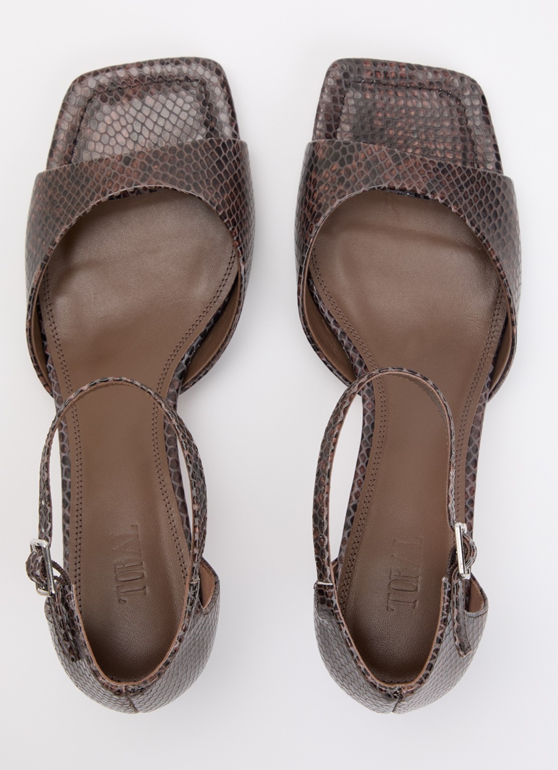 Toral Rubby sandalette van leer met slangenprint - detail 4 bruin