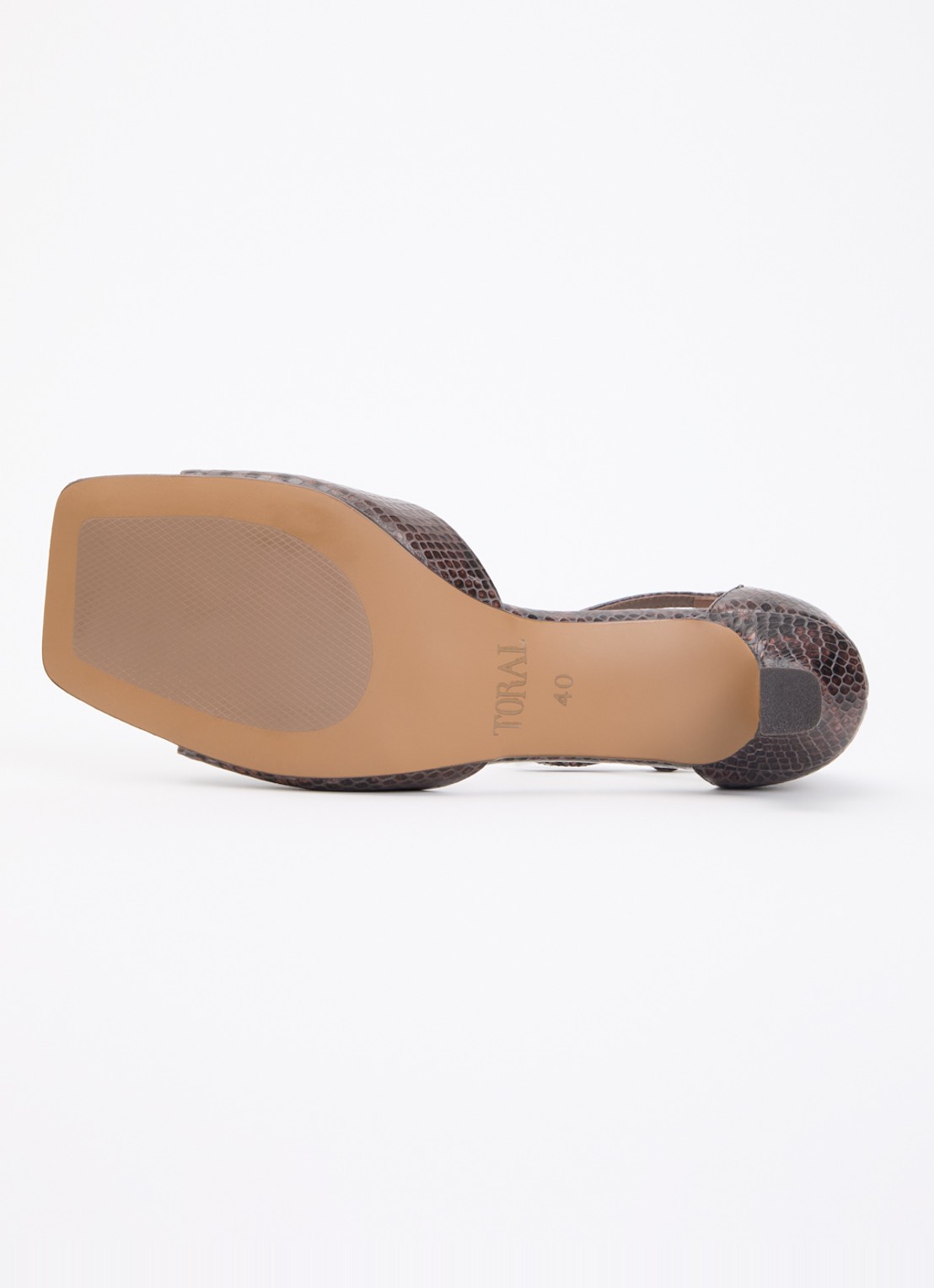 Toral Rubby sandalette van leer met slangenprint - detail 5 bruin