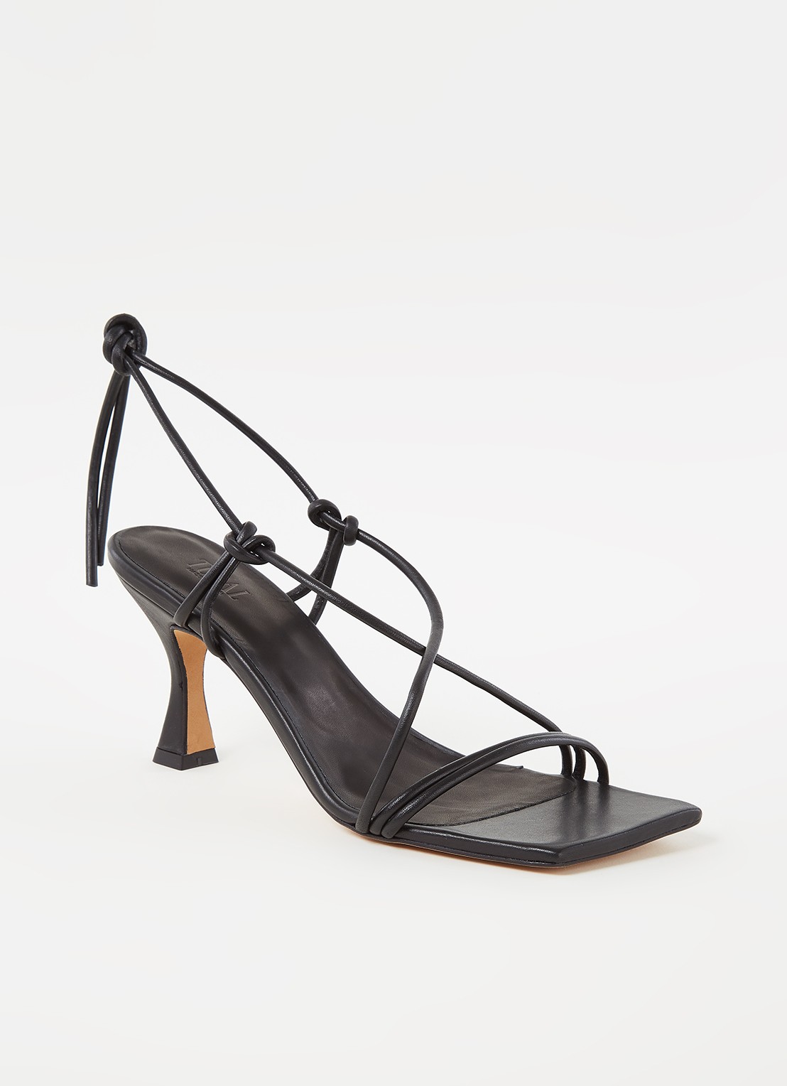 Toral Sandalette van leer met knoop detail - voorkant 4 zwart