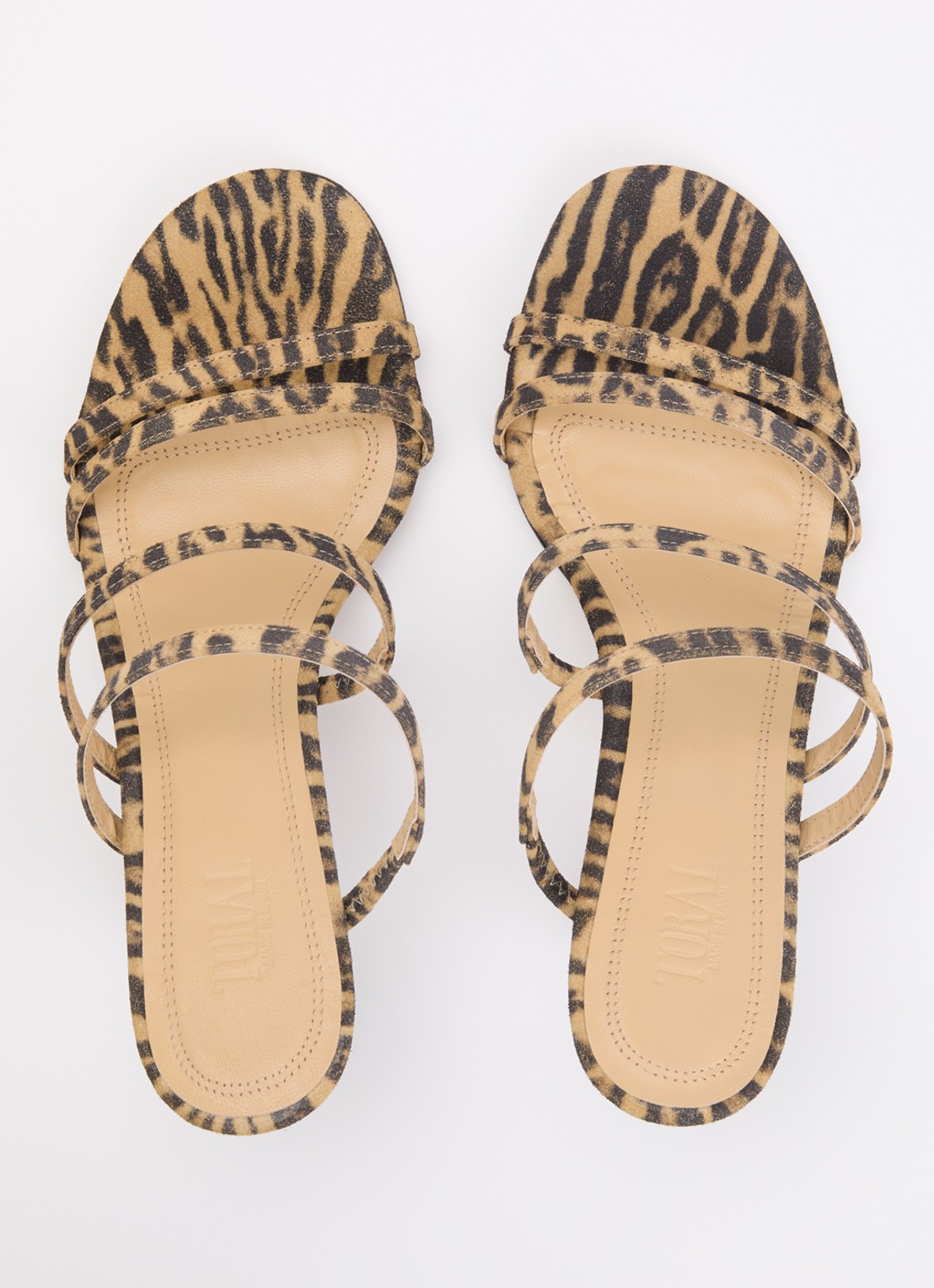 Toral Weekend sandalette van suède met panterprint - detail 2 beige