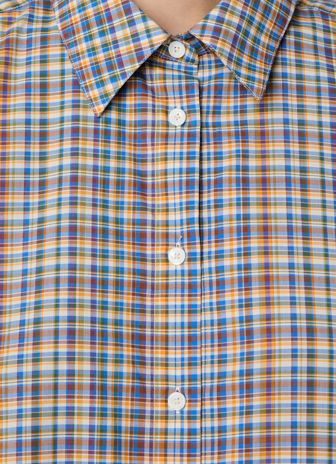 TOTEME Blouse met ruitdessin  - detail 2 okergeel