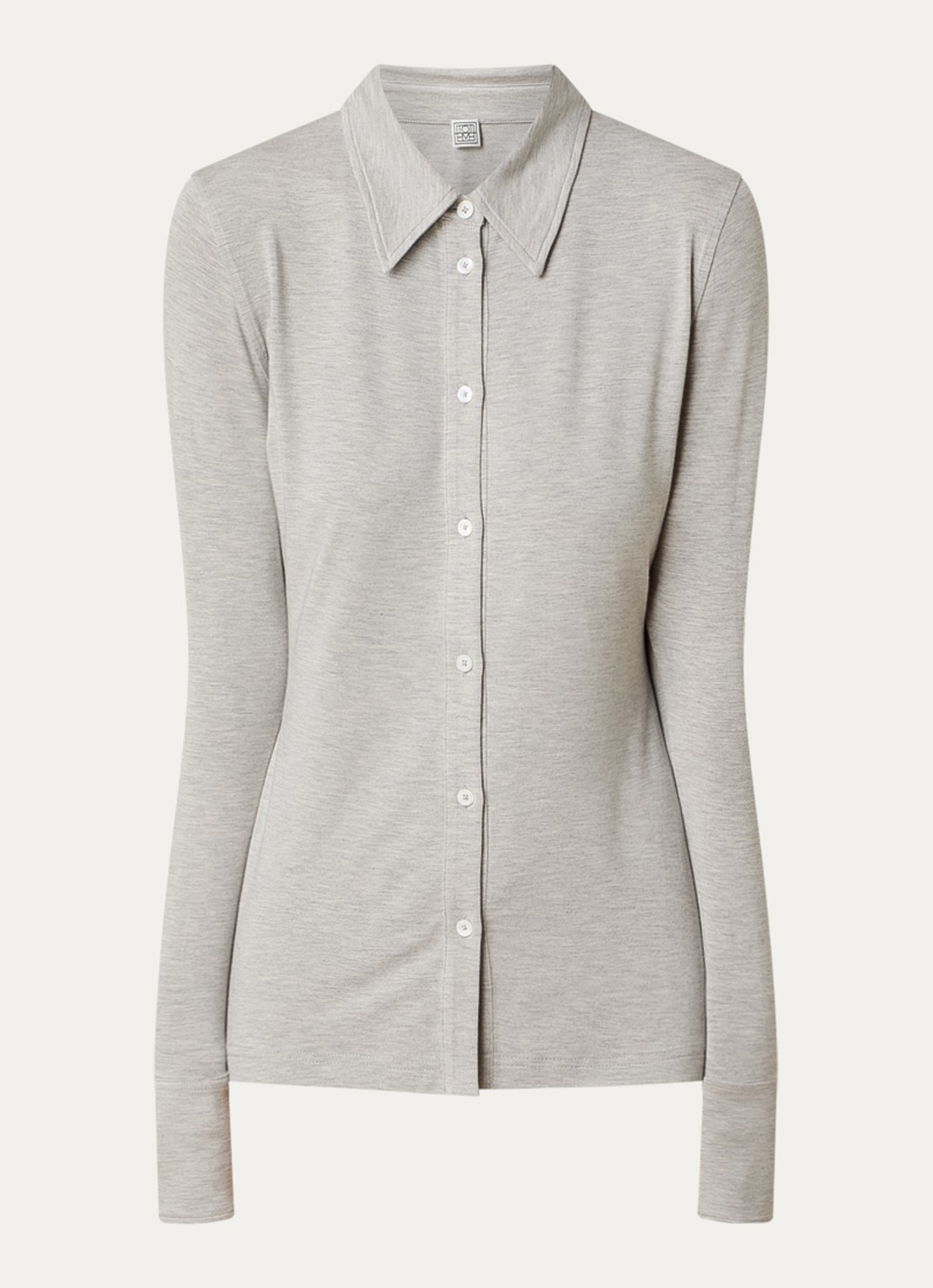 TOTEME Blouse van jersey met trompetmouw - voorkant 4 grijsmele