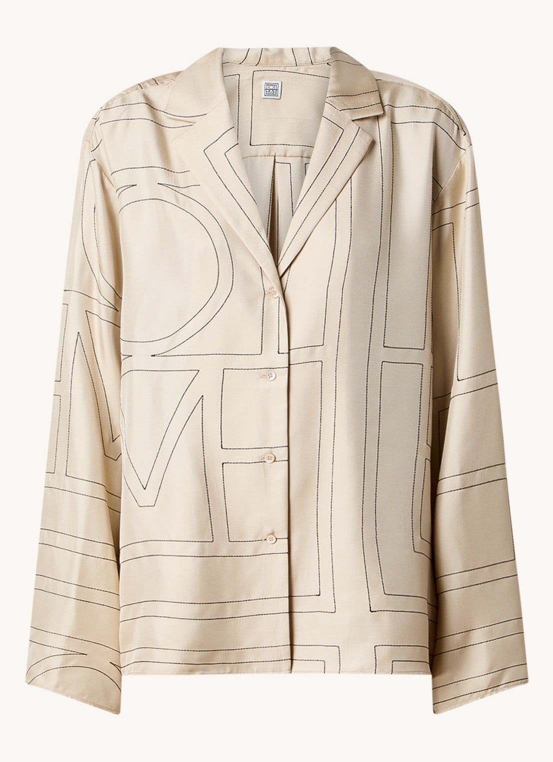 TOTEME Blouse van zijde met grafische print - voorkant 4 beige