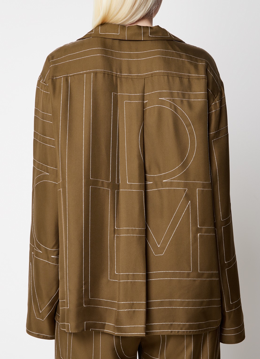 TOTEME Blouse van zijde met grafische print - achterkant 3 lichtbruin