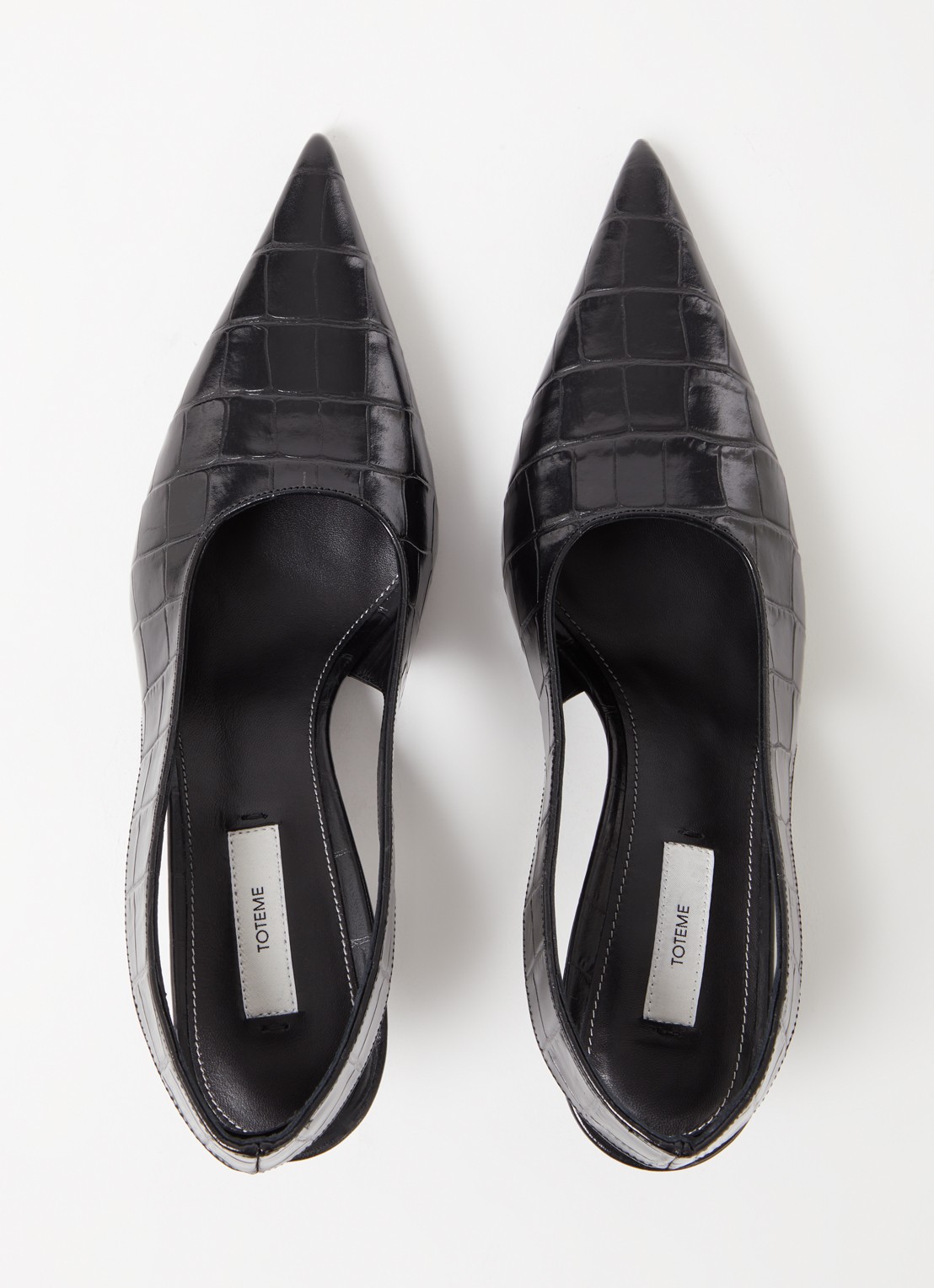 TOTEME Classic slingback van leer met crocostructuur - detail 2 zwart