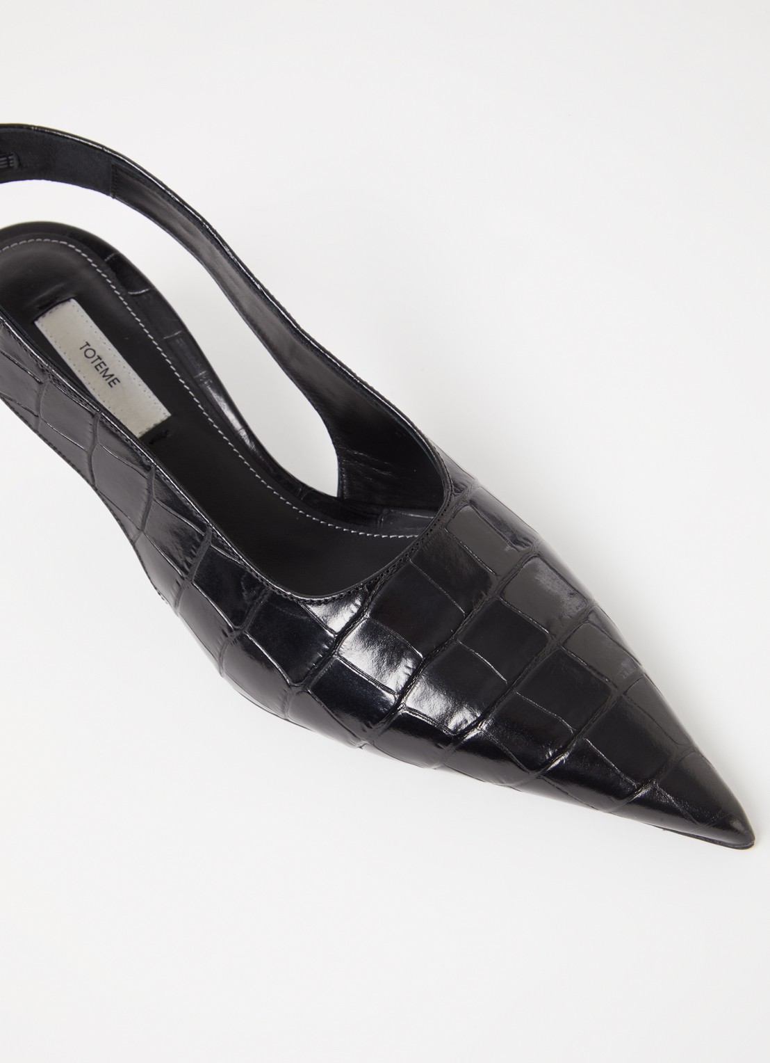 TOTEME Classic slingback van leer met crocostructuur - detail 4 zwart