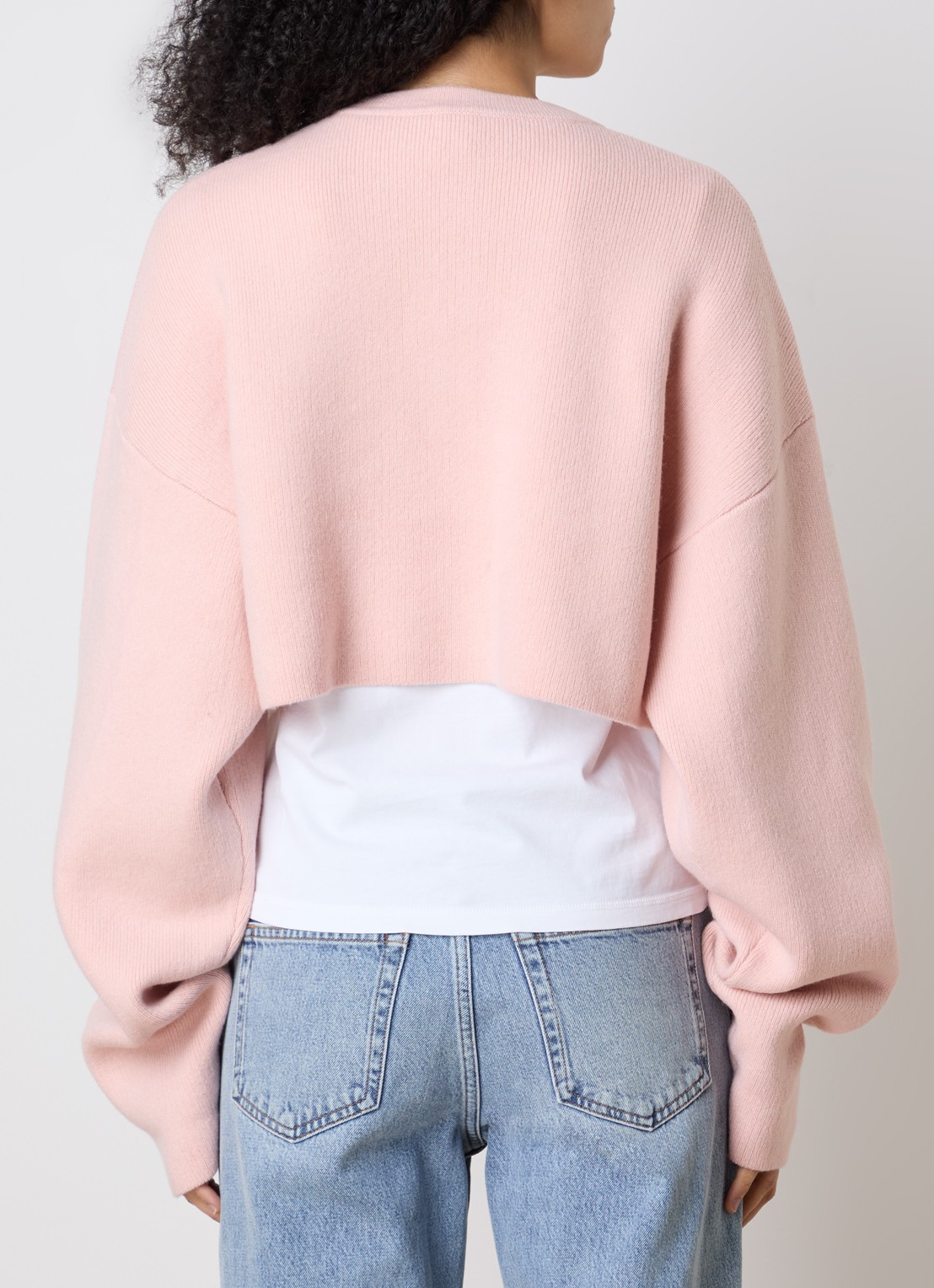 TOTEME Cropped fijngebreid vest met ronde hals - achterkant oudroze
