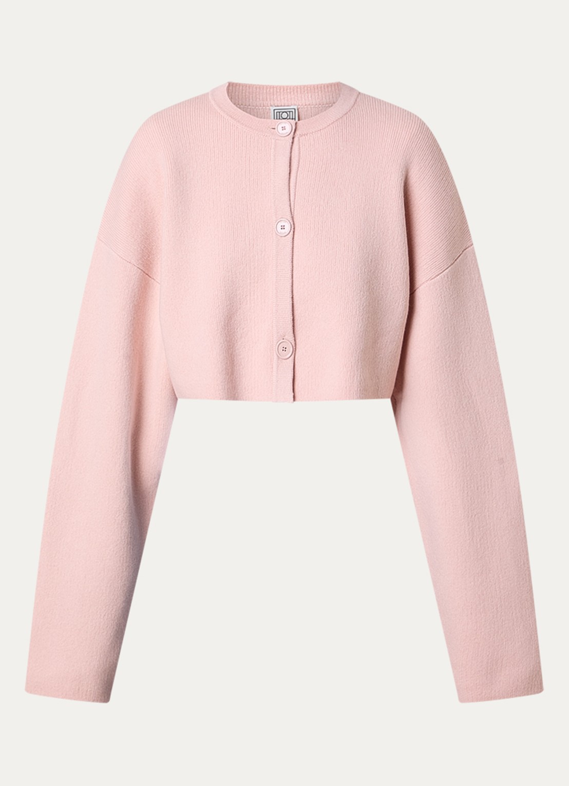 TOTEME Cropped fijngebreid vest met ronde hals - voorkant 4 oudroze