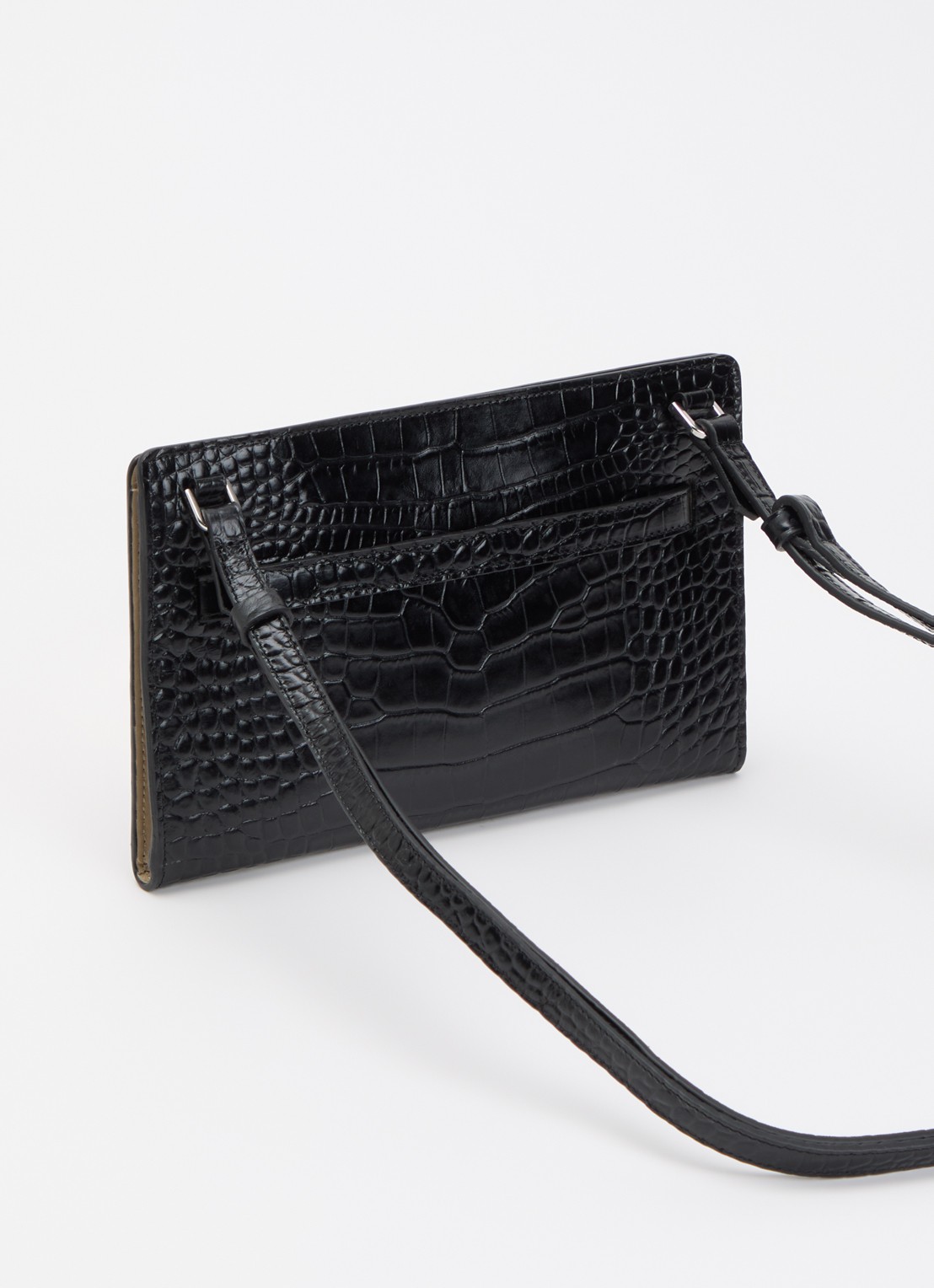 TOTEME Crossbody tas van kalfsleer en cocostructuur - achterkant 5 zwart