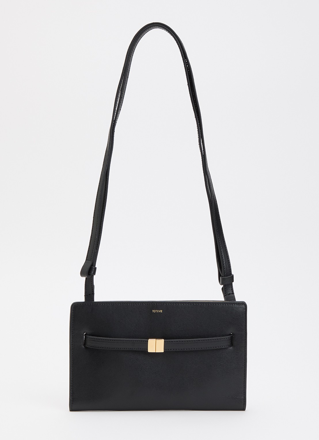 TOTEME Crossbody tas van kalfsleer en logo - voorkant zwart