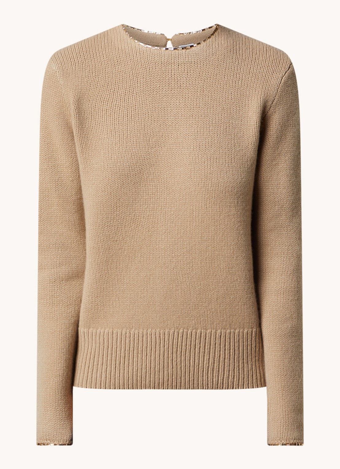 TOTEME Fijngebreide trui in kasjmierblend met kettingdetail - voorkant 2 beige