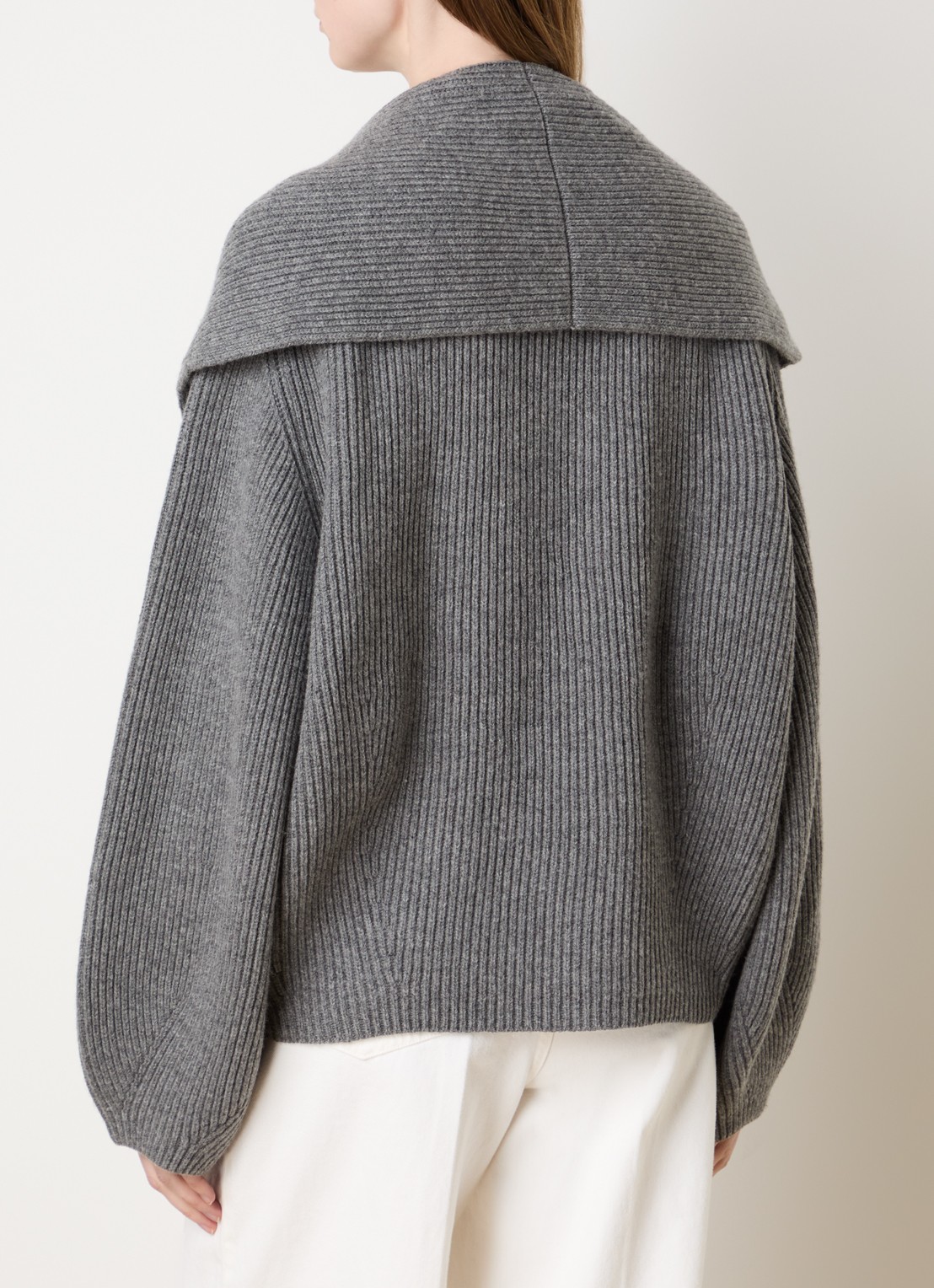 TOTEME Grofgebreid vest in wolblend - achterkant grijs