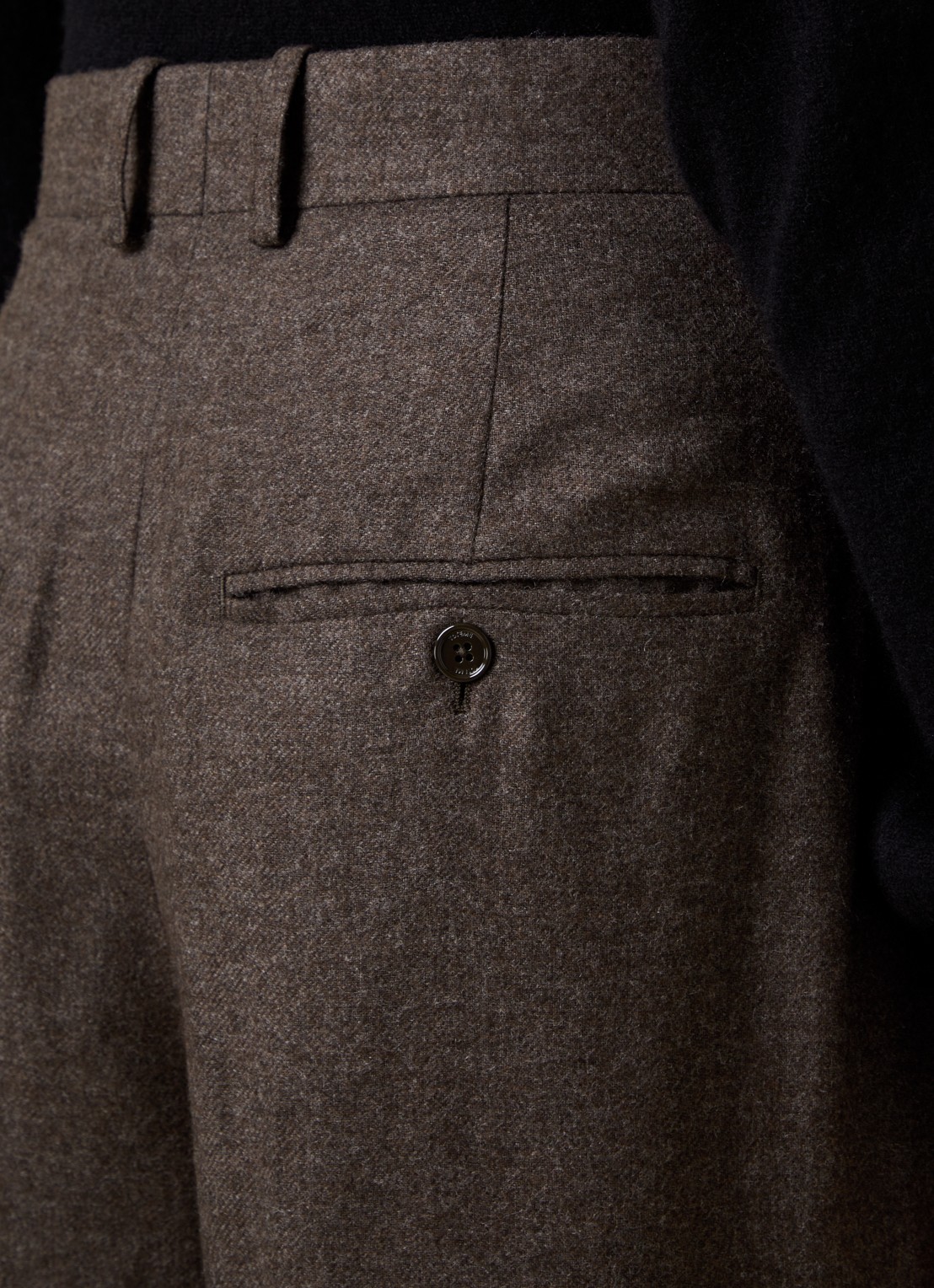 TOTEME High waist loose fit pantalon in wolblend met gemêleerd dessin - detail 3 taupe
