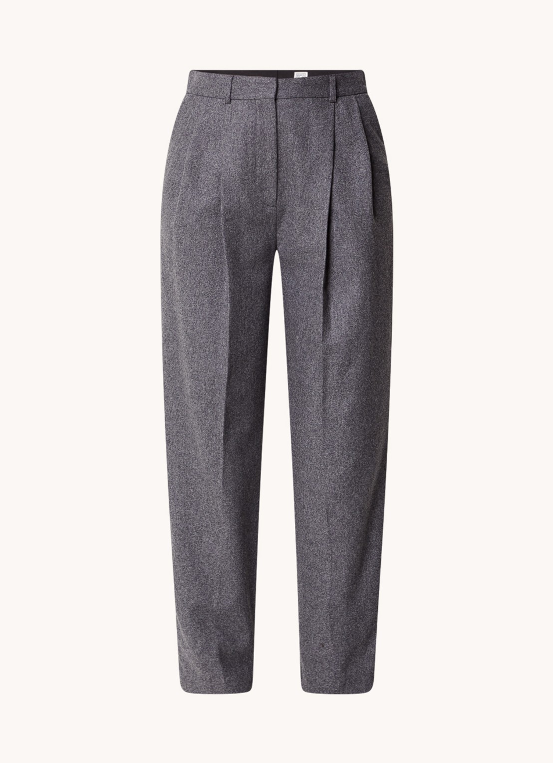 TOTEME High waist loose fit pantalon in wolblend met plooidetail - voorkant donkergrijs