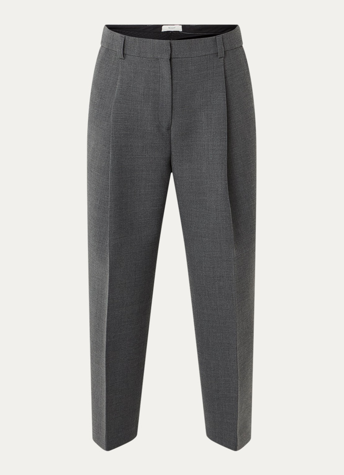 TOTEME High waist straight fit cropped pantalon in scheerwolblend met steekzakken - voorkant 3 grijs