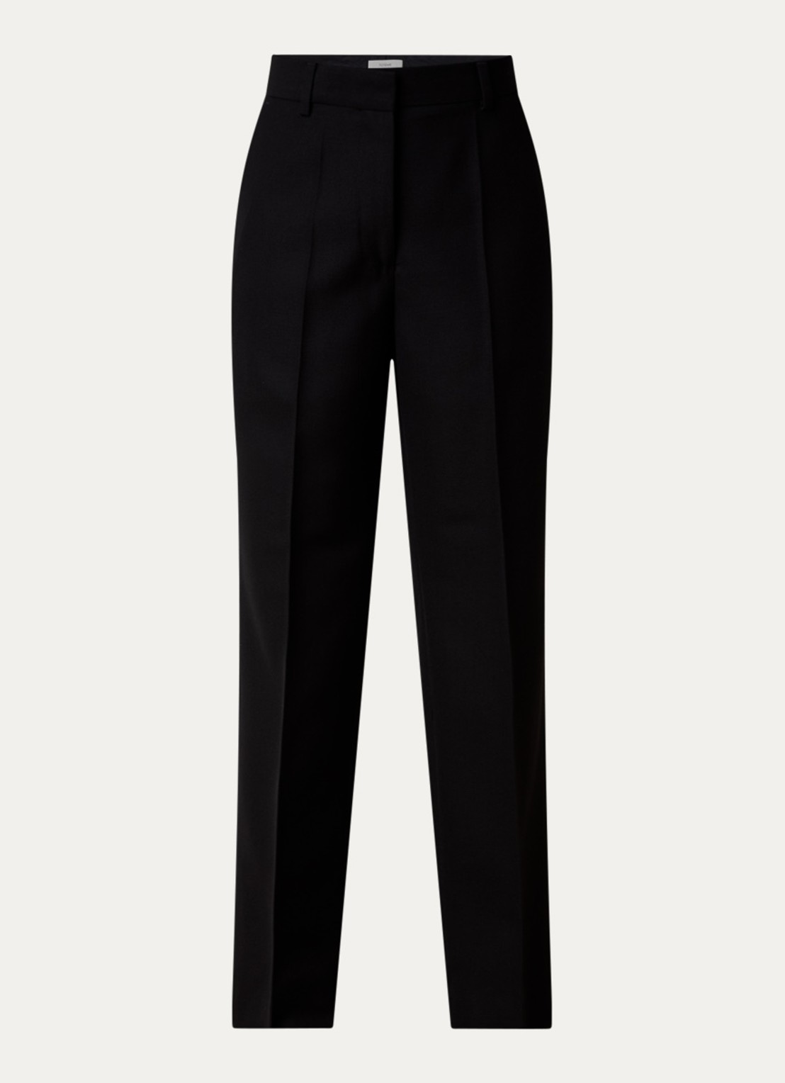 TOTEME High waist straight fit pantalon in wolblend met persplooi - voorkant 4 zwart