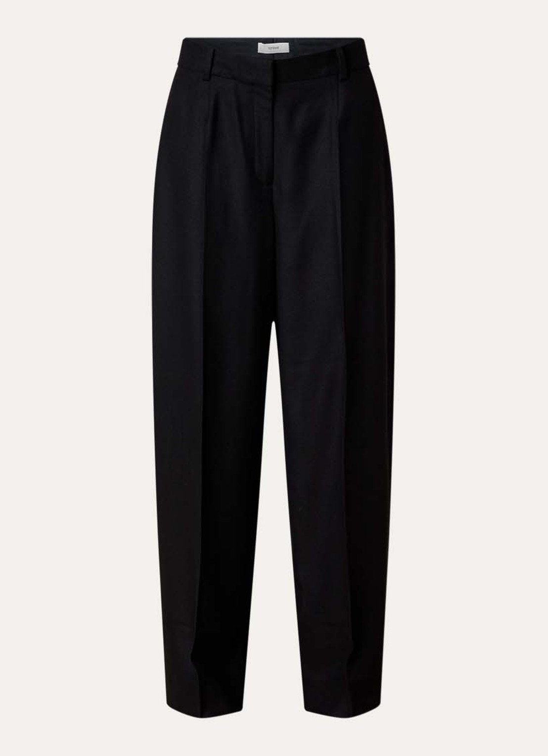 TOTEME High waist wide fit pantalon van wol met steekzakken - voorkant 2 zwart