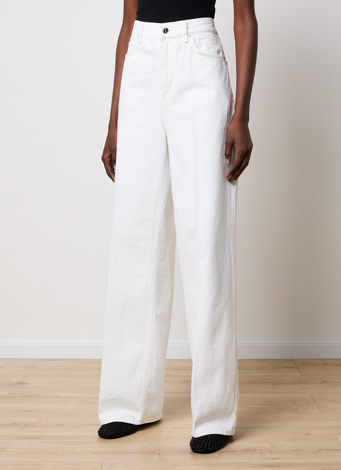 TOTEME High waist wide leg jeans met steekzakken - detail 3 gebroken wit