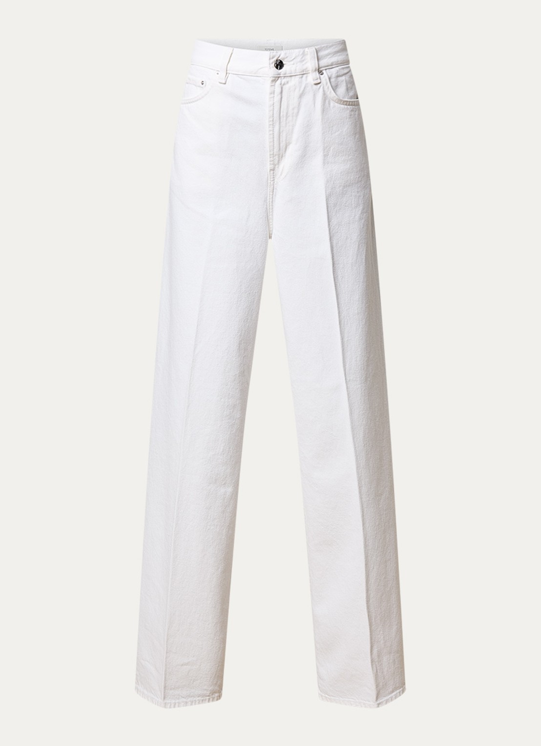 TOTEME High waist wide leg jeans met steekzakken - voorkant gebroken wit