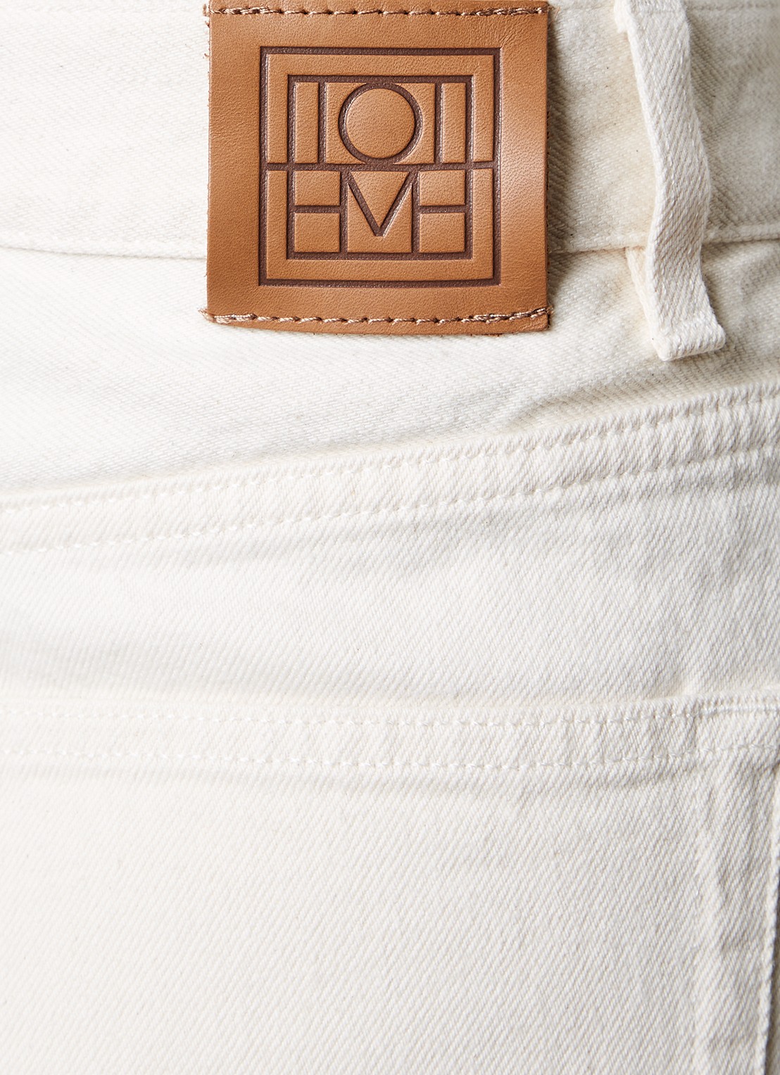 TOTEME High waist wide leg jeans van  katoen - detail 3 creme