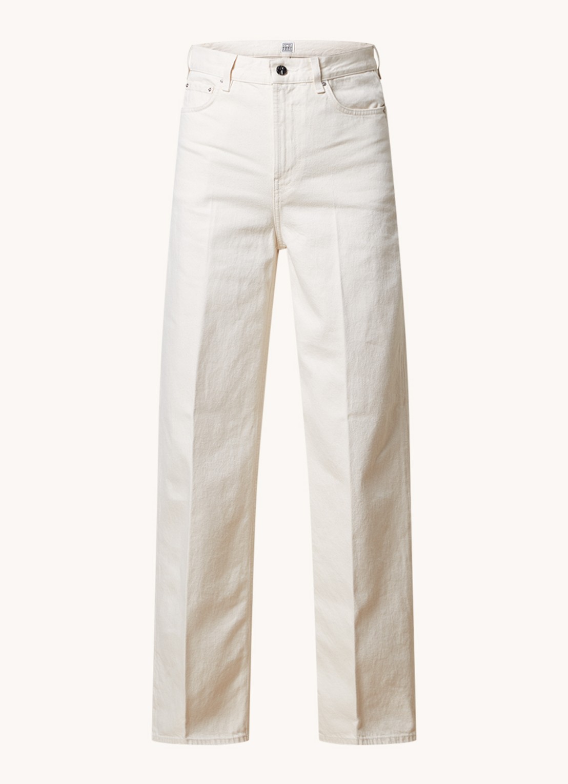 TOTEME High waist wide leg jeans van  katoen - voorkant 4 creme