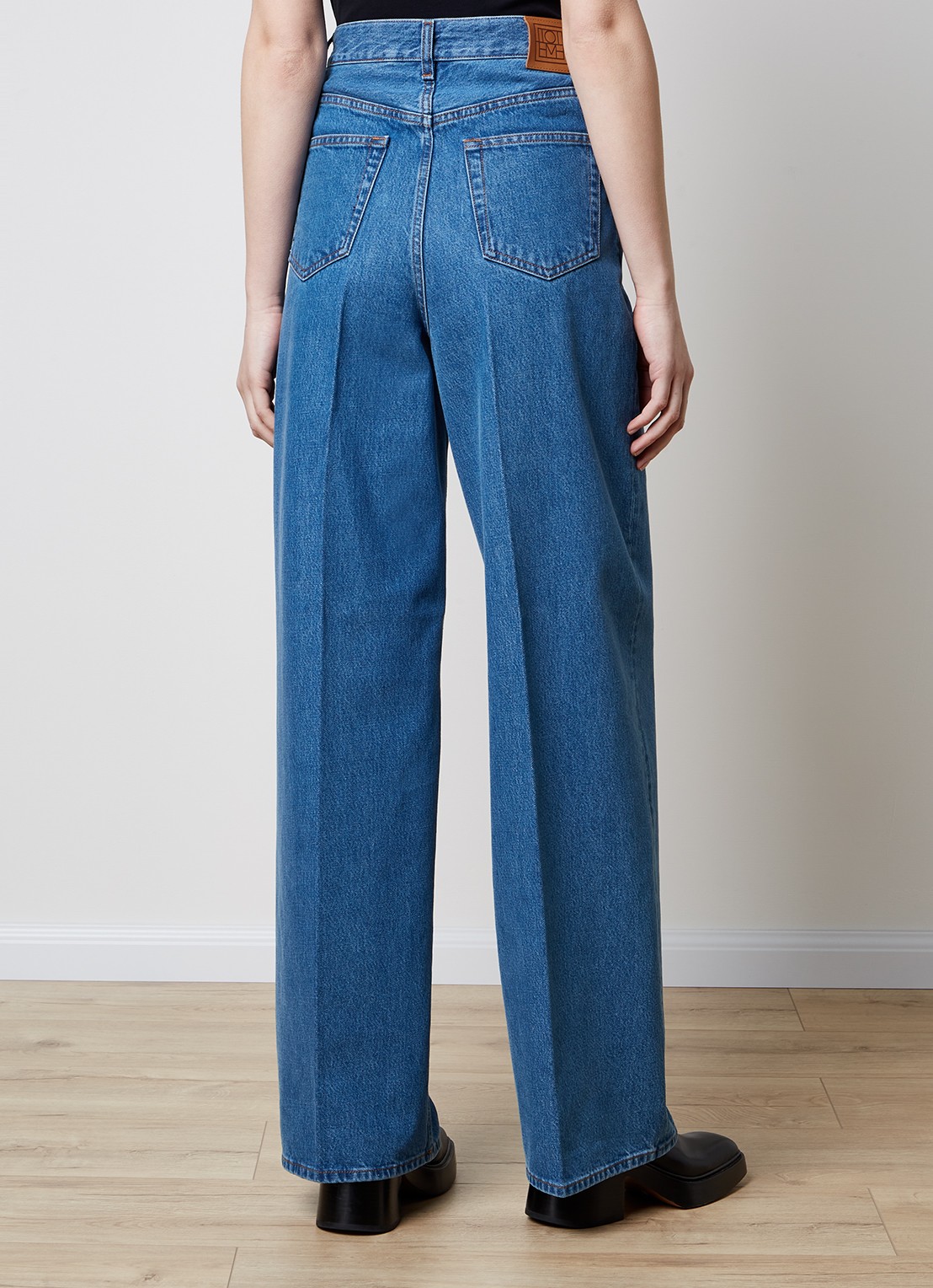 TOTEME High waist wide leg jeans van  katoen - achterkant 6 indigo