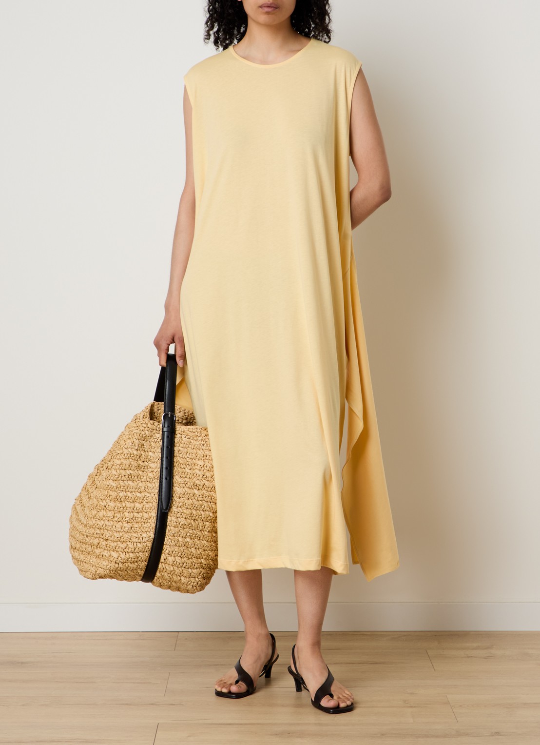 TOTEME Maxi jurk met geknoopt detail van jersey - detail 4 gebroken wit