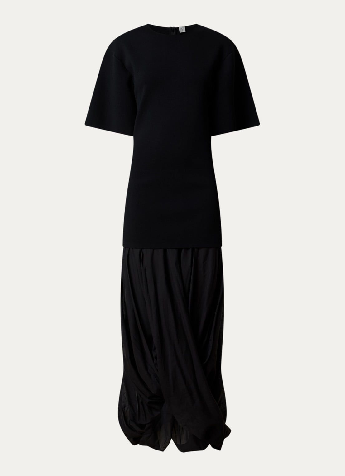 TOTEME Maxi jurk met plooidetail - voorkant zwart