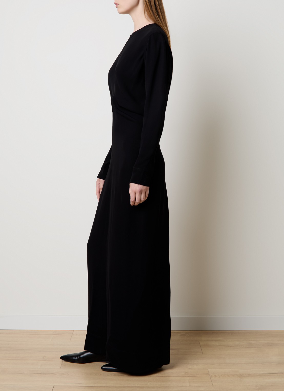 TOTEME Maxi jurk met ronde hals - voorkant 2 zwart