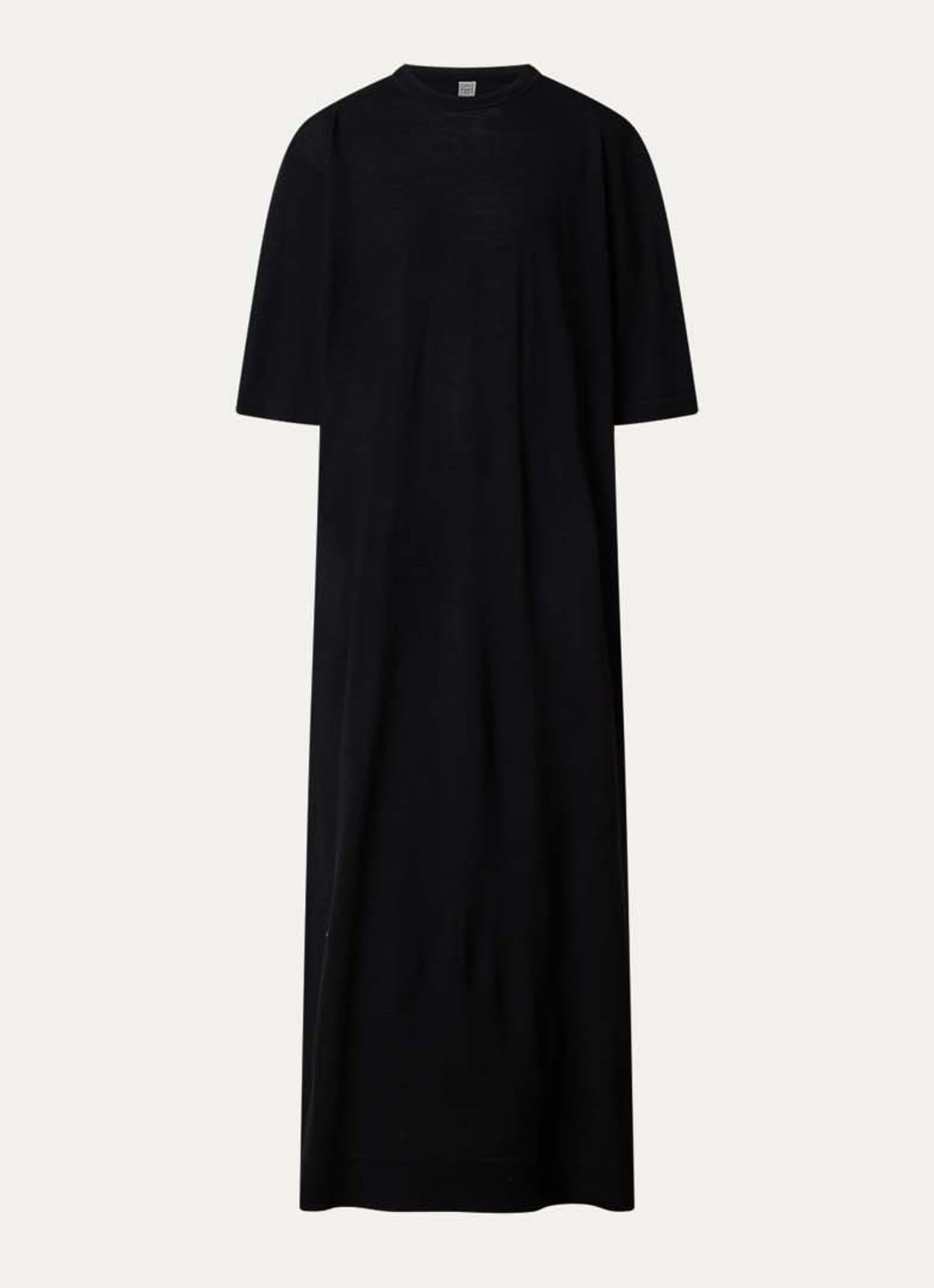 TOTEME Maxi jurk van wol met ribstructuur - voorkant 2 zwart