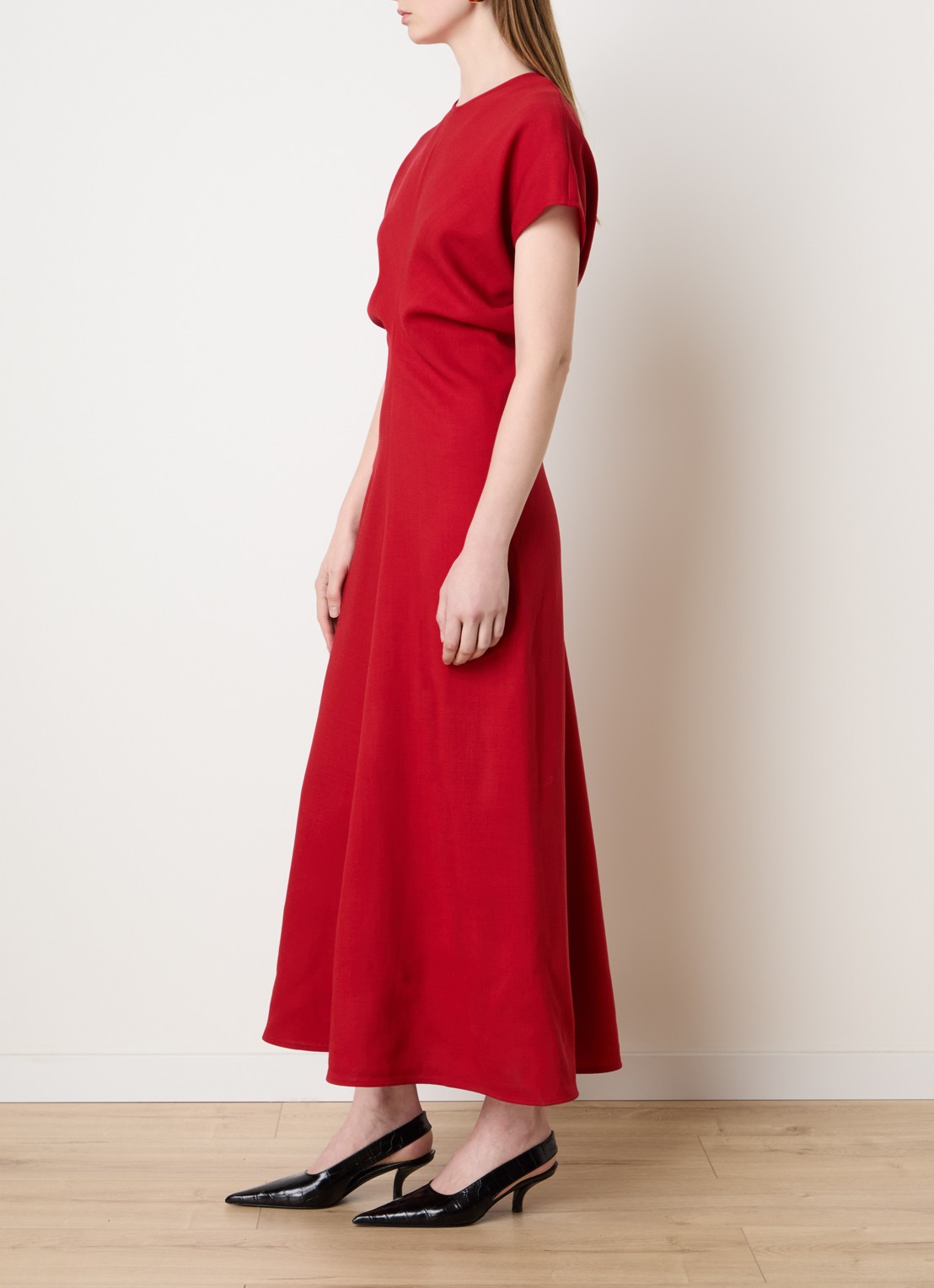TOTEME Maxi jurk van wol - voorkant 3 rood