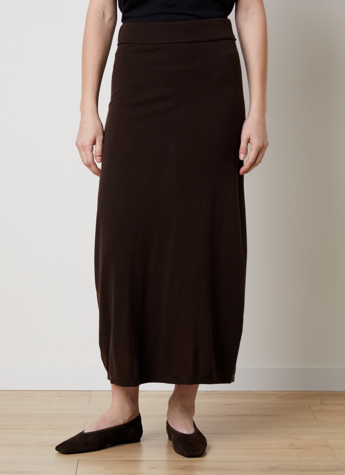 TOTEME Maxi rok in kasjmierblend - detail donkerbruin