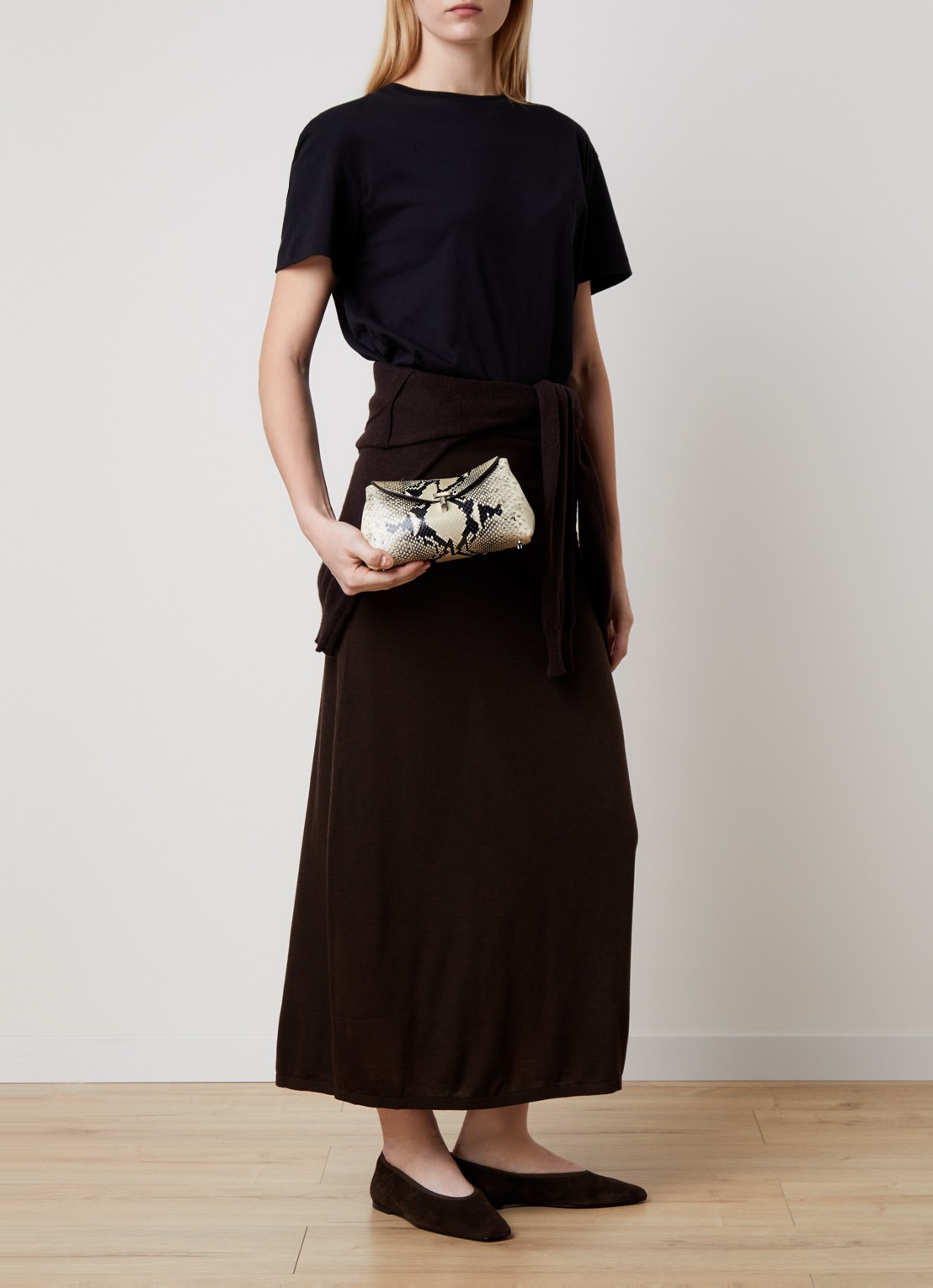 TOTEME Maxi rok in kasjmierblend - voorkant 5 donkerbruin