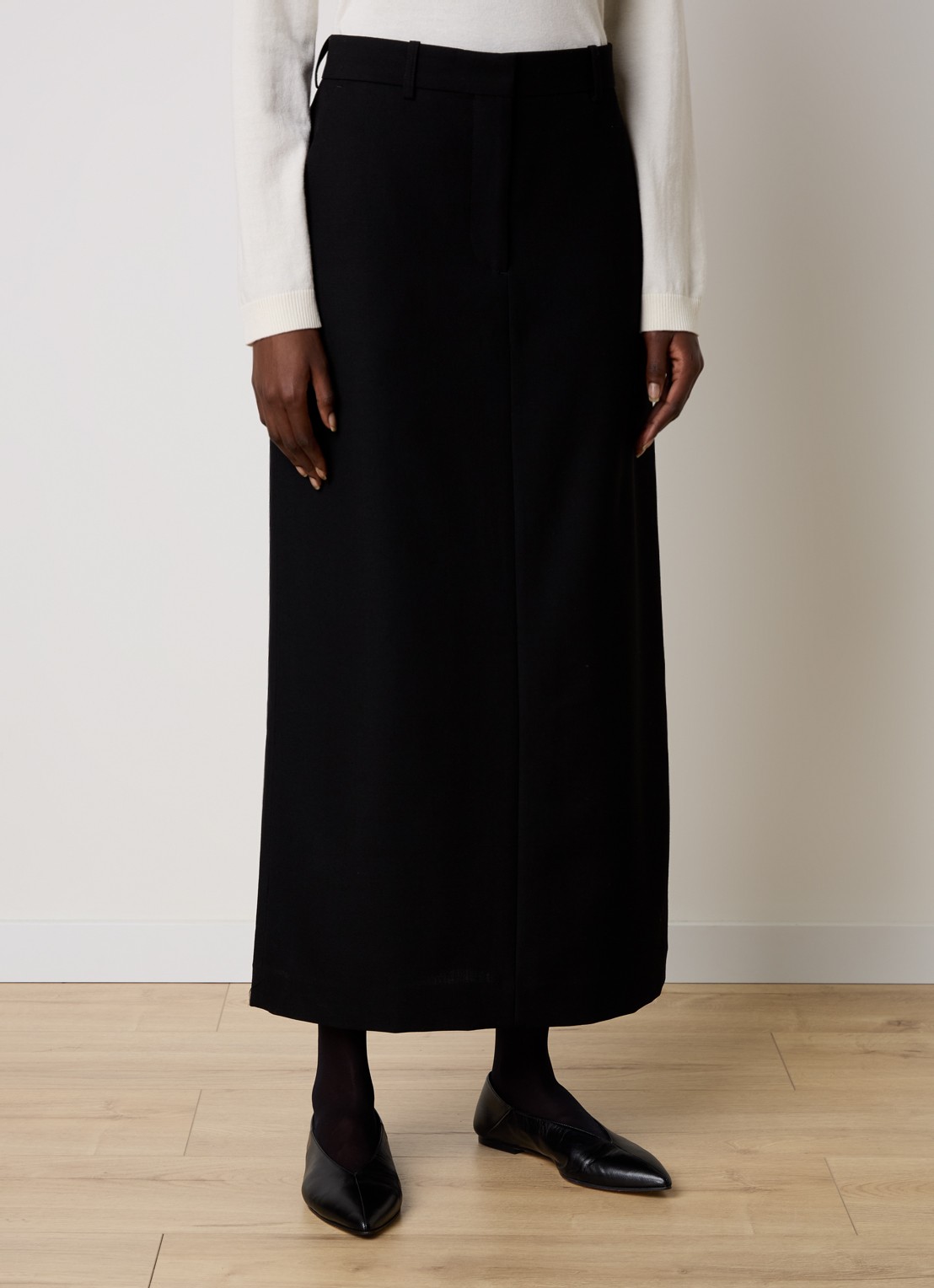 TOTEME Maxi rok in wolblend met steekzakken - detail zwart