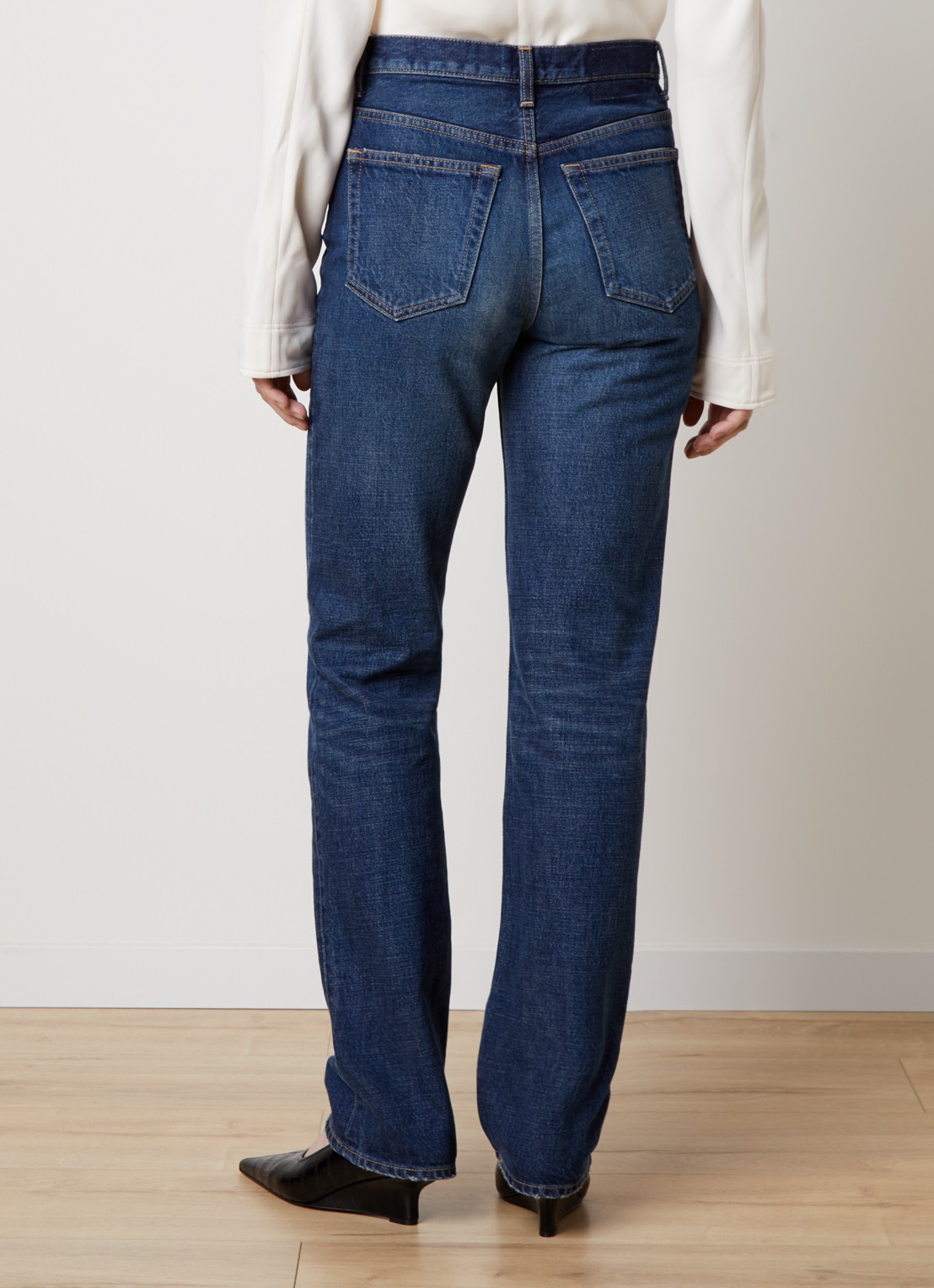 TOTEME Mid waist skinny fit jeans met medium wassing - achterkant 6 indigo