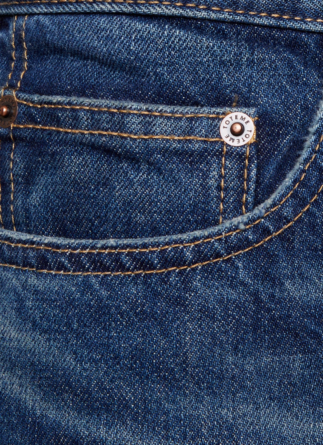 TOTEME Mid waist skinny fit jeans met medium wassing - detail 3 indigo