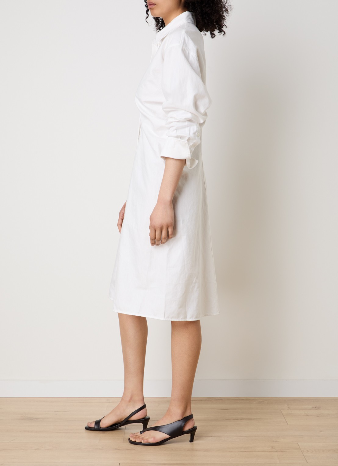 TOTEME Midi blousejurk in linnenblend - voorkant 3 gebroken wit