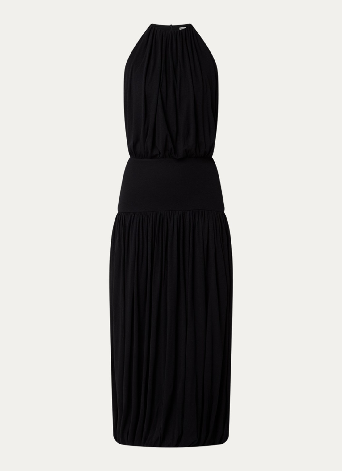 TOTEME Midi jurk met plooien en steekzakken - voorkant 4 zwart