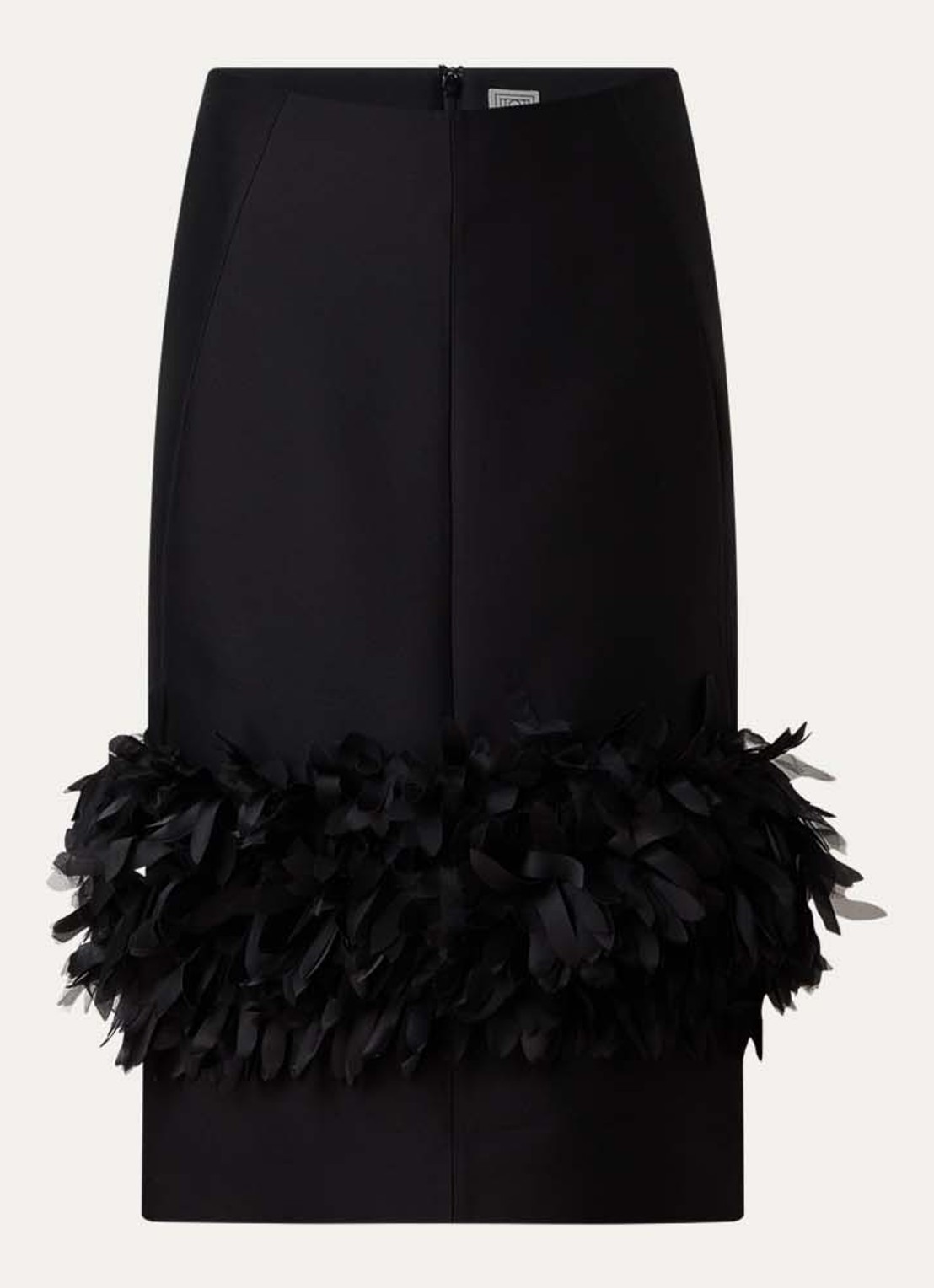 TOTEME Midi rok in zijdeblend met franjes - voorkant 4 zwart