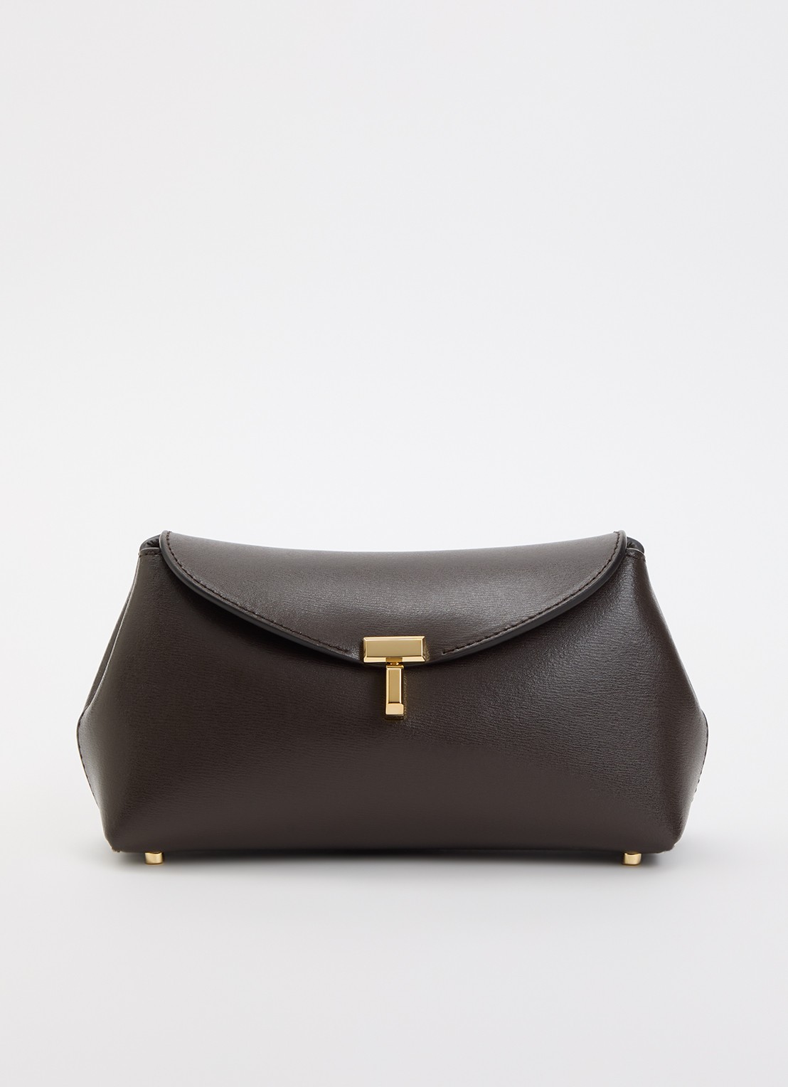TOTEME Mini clutch van kalfsleer  - voorkant 6 taupe