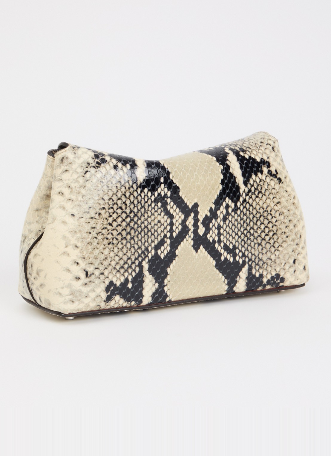 TOTEME Mini T-lock clutch van leer met slangenstructuur - achterkant 5 ivoor