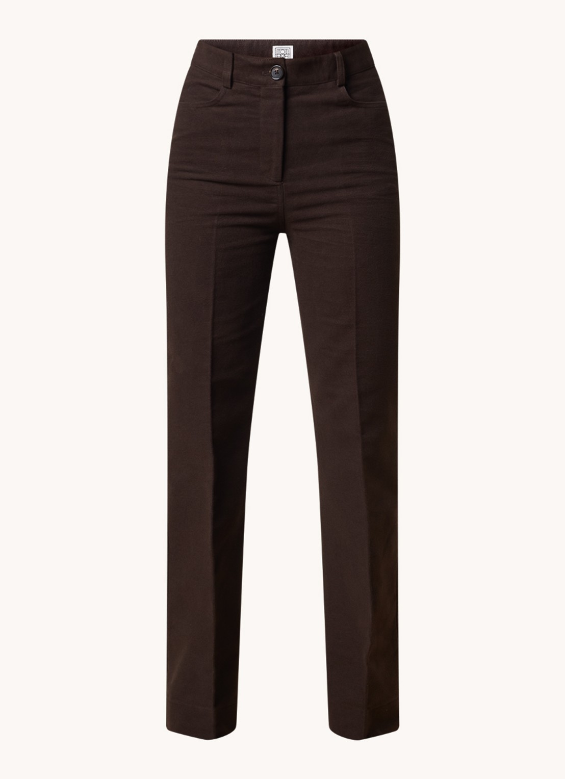 TOTEME Moleskin high waist flared pantalon met steekzakken - voorkant 4 donkerbruin