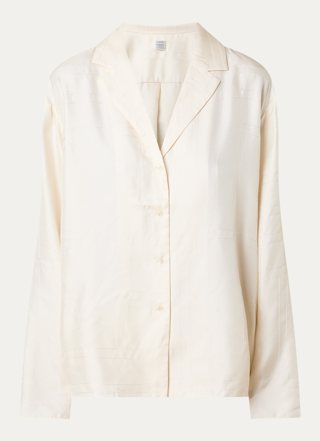 TOTEME Monogram blouse van zijde met logoborduring - voorkant gebroken wit