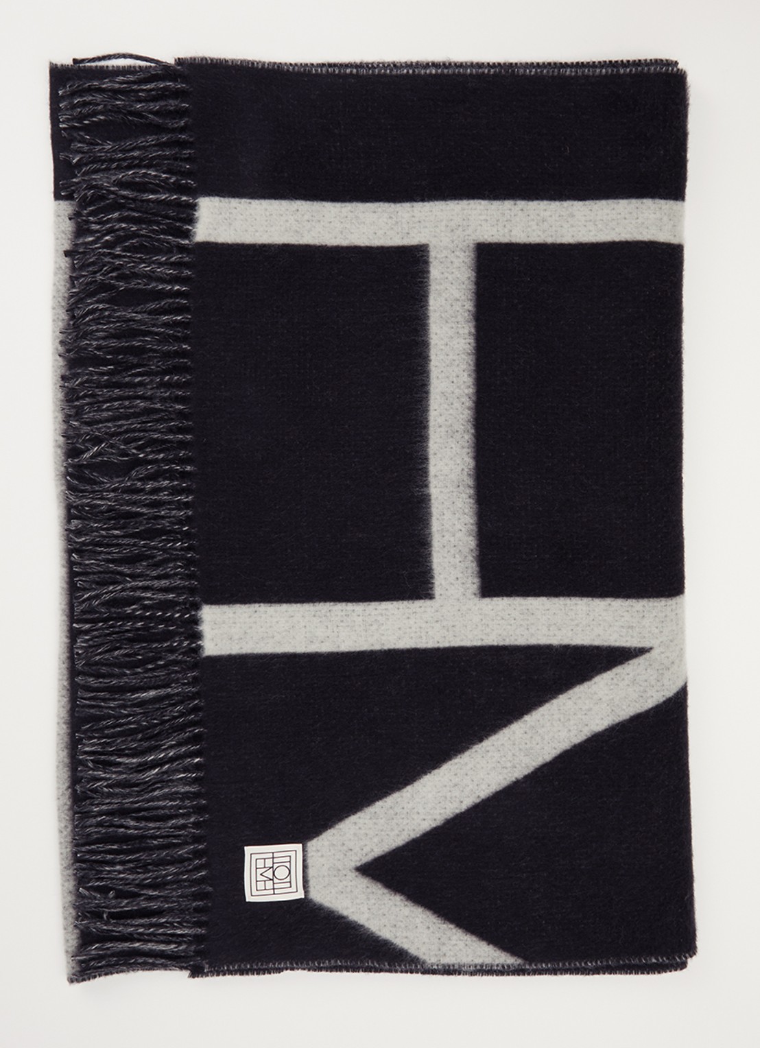 TOTEME Monogram sjaal van wol 180 x 70 cm - voorkant 2 zwart