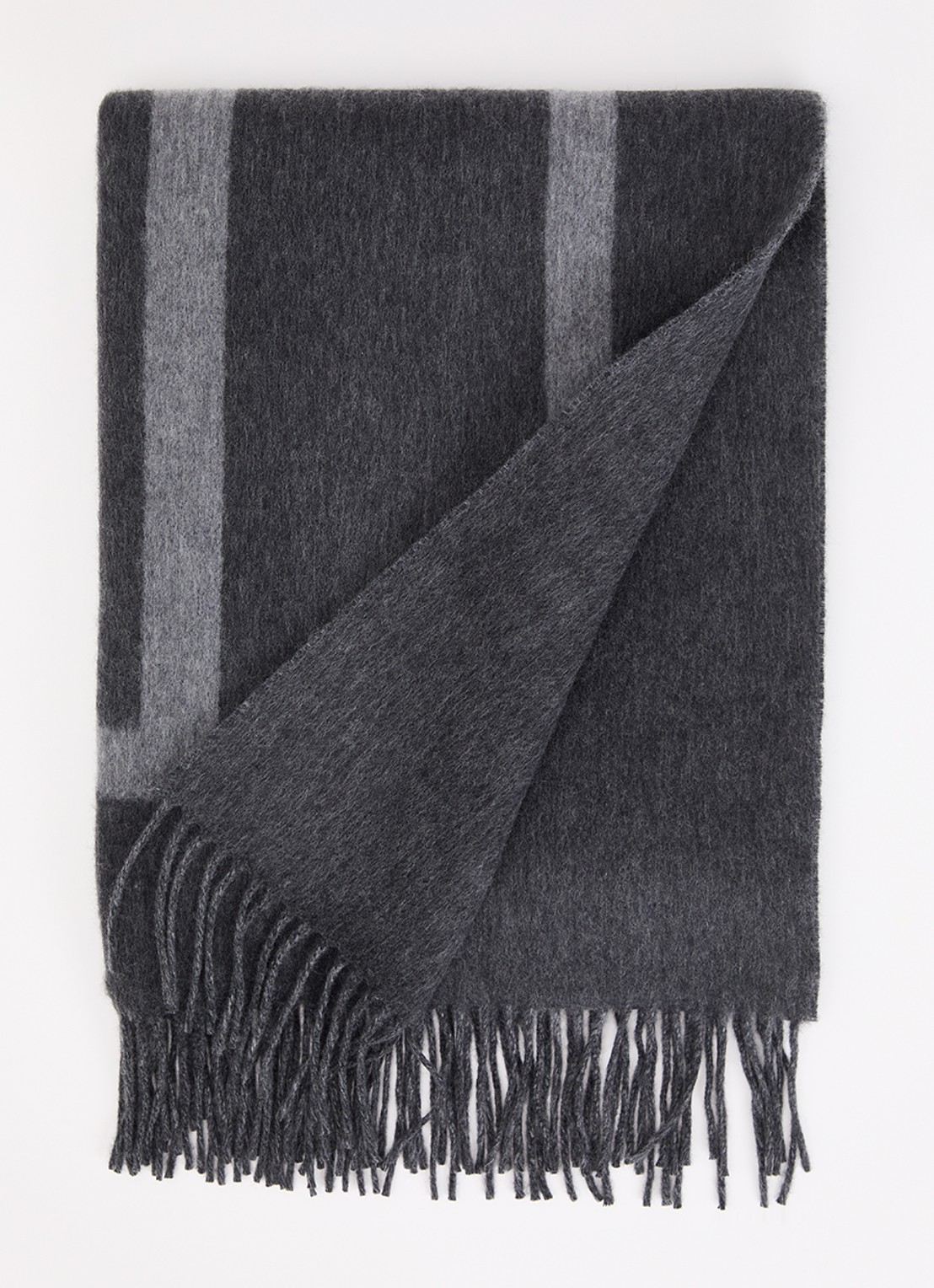 TOTEME Monogram sjaal van wol 180 x 70 cm - voorkant grijs