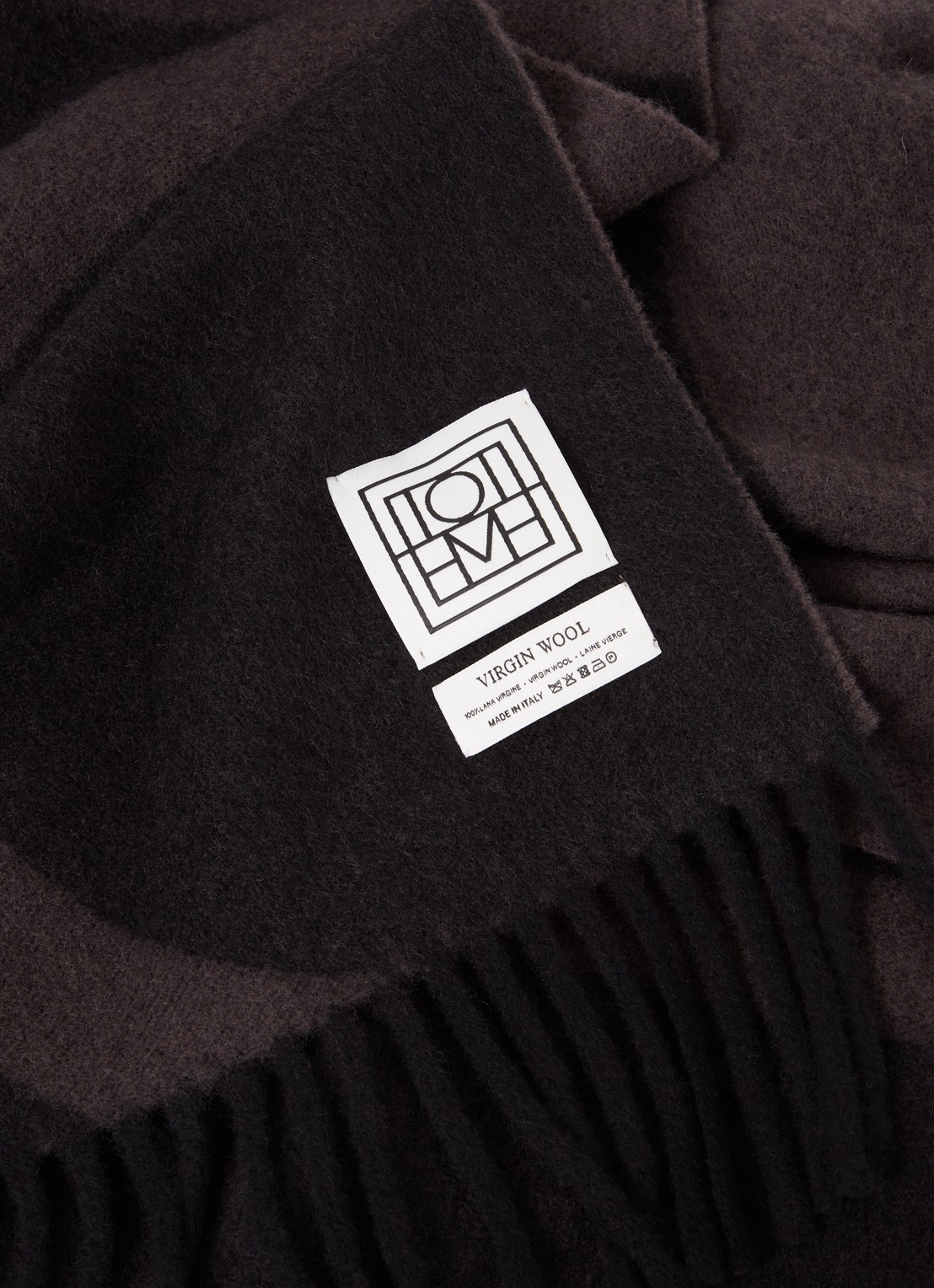 TOTEME Monogram sjaal van wol 200 x 50 cm - detail 3 antraciet