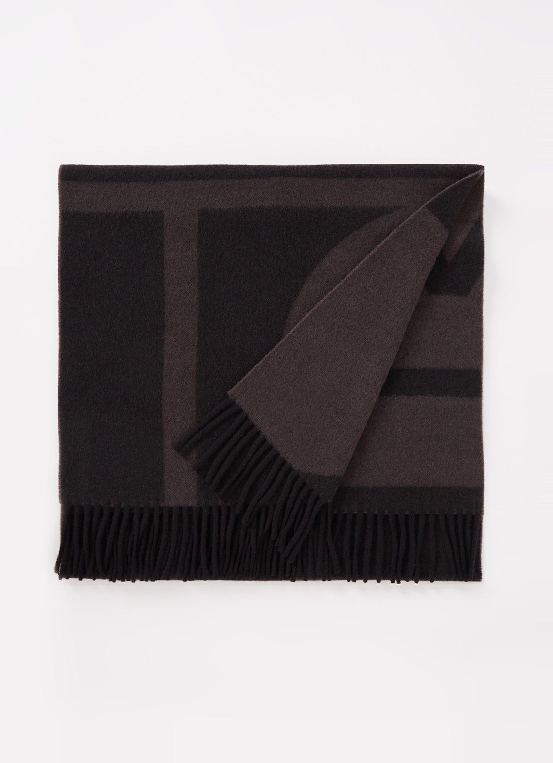 TOTEME Monogram sjaal van wol 200 x 50 cm - voorkant antraciet