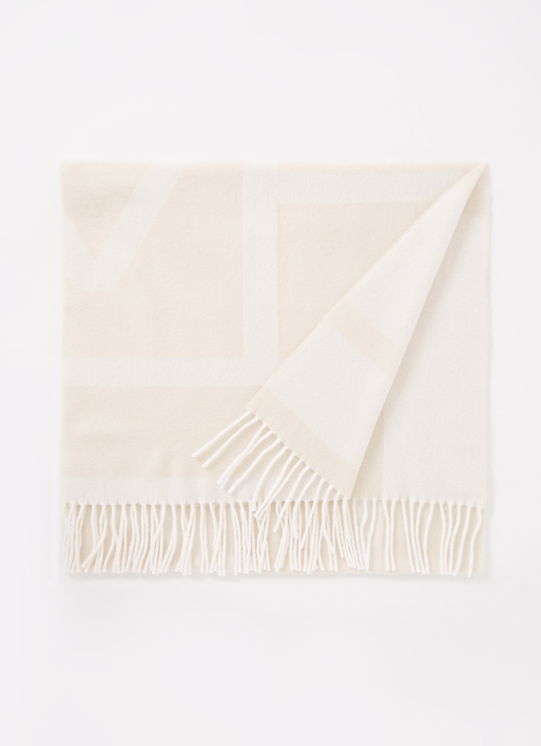 TOTEME Monogram sjaal van wol 200 x 50 cm - voorkant ivoor